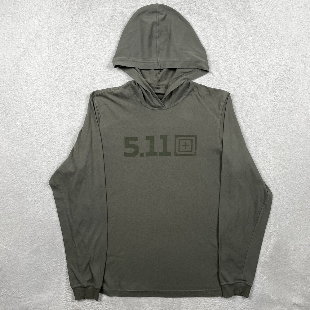 5.11 Tactical Hoodie Mens Medium Green Logo Lightweight Hooded Shirt Pullover